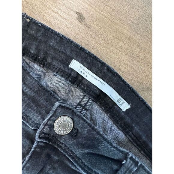 Zara Trafaluc Denim Makers Womens Slim Skinny Jeans Black Distressed Pockets 6 - Picture 2 of 3